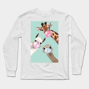 Funny Animals Giraffe, Llama, Ostrich Long Sleeve T-Shirt